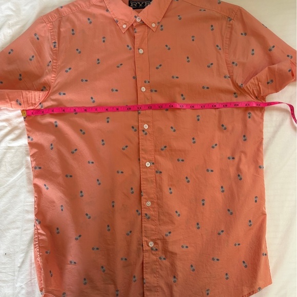 Hawker Rye Shirt Men's Shirt Pineapple Peach Short Sleeve - Large - Picture 6 of 7